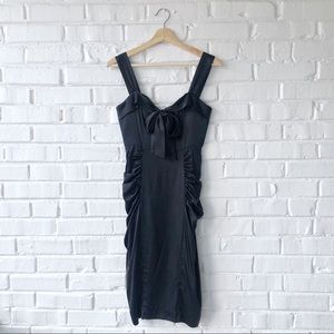 BETSEY JOHNSON Silk Ruched Dress with Tie Bow